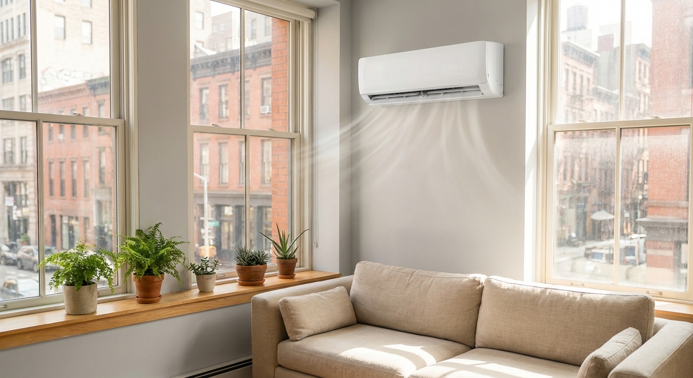 Clean indoor air in NYC apartment with mini split filtration and proper insulation