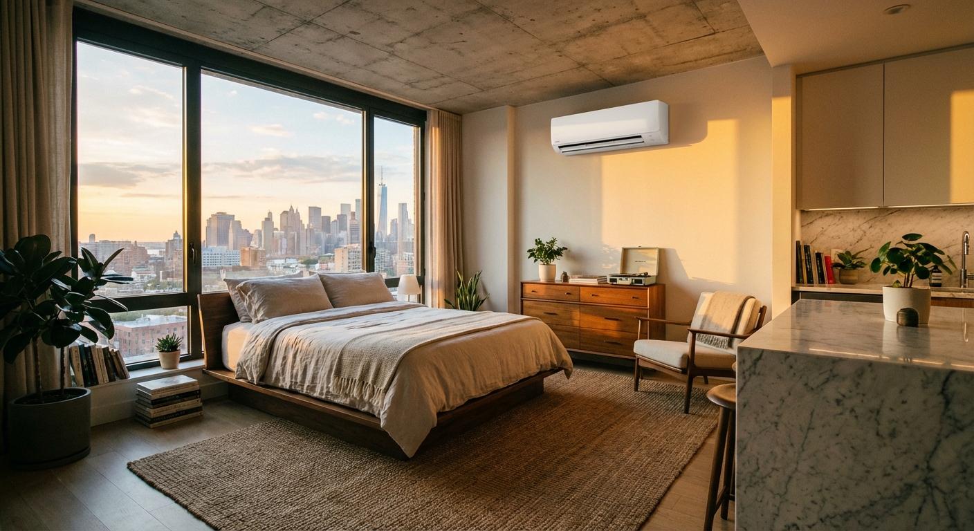 Stylish NYC Airbnb rental with mini split for guest comfort